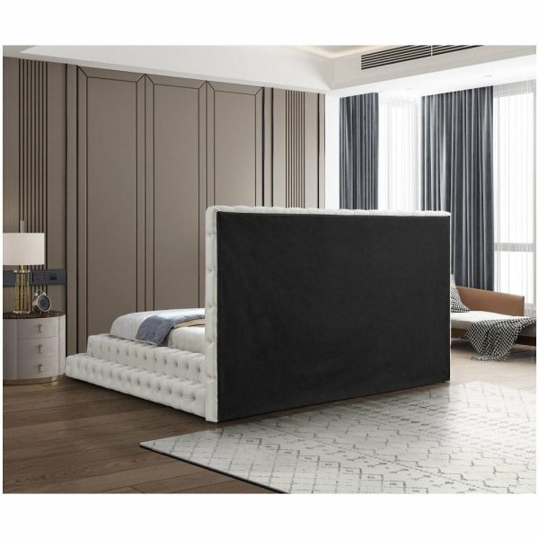 Beds |   Revel Velvet Upholstered Bed, Cream, King Bedroom Beds