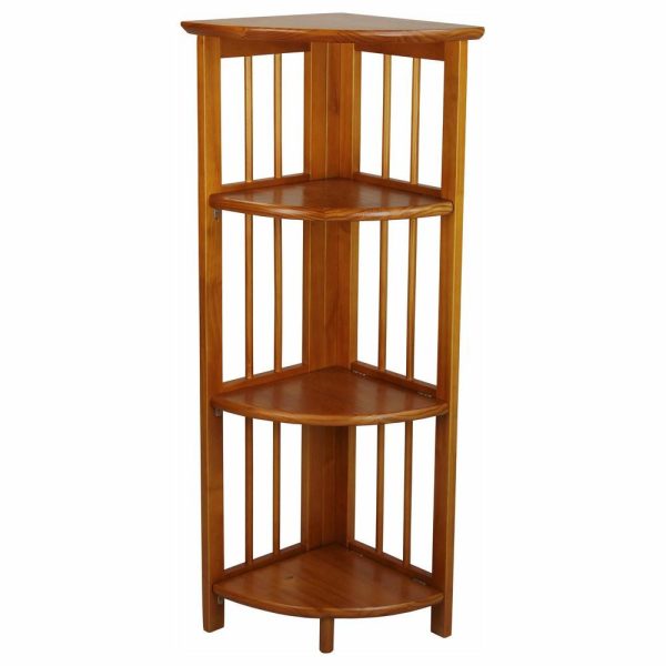 Bookcases |   3-Shelf Corner Folding Bookcase, Honey Oak Bookcases Bookcases