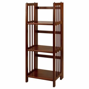 Bookcases |   3-Shelf Folding Bookcase 14″ Wide, Walnut Bookcases Bookcases