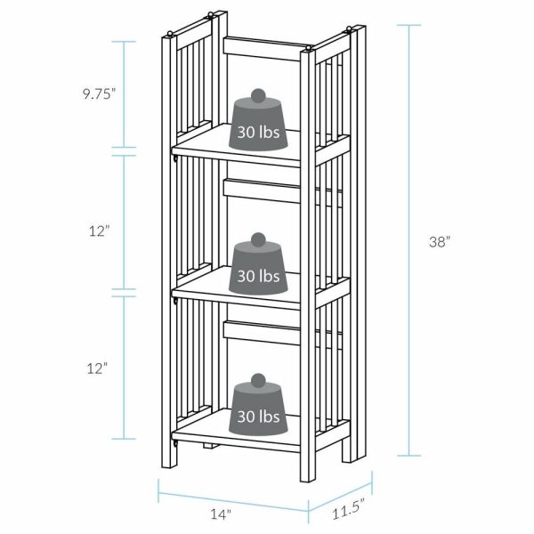 Bookcases |   3-Shelf Folding Bookcase 14″ Wide, Walnut Bookcases Bookcases