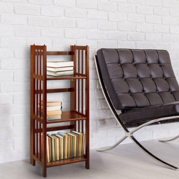 Bookcases |   3-Shelf Folding Bookcase 14″ Wide, Walnut Bookcases Bookcases