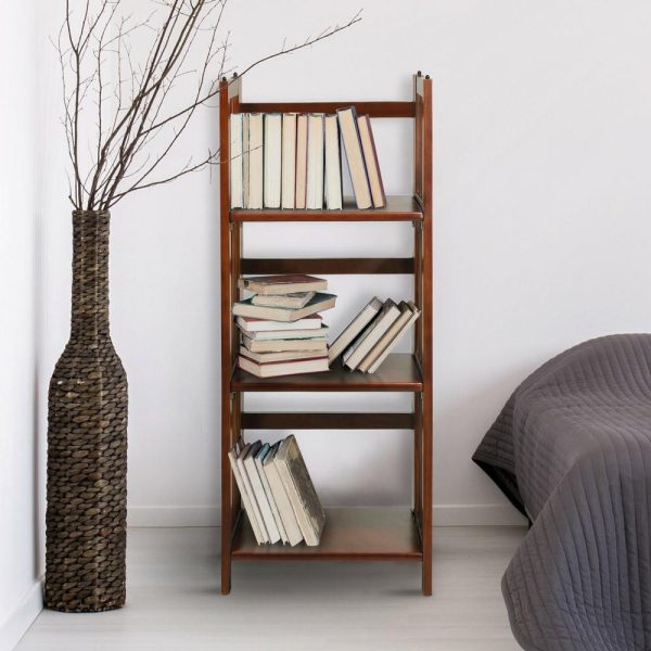 Bookcases |   3-Shelf Folding Bookcase 14″ Wide, Walnut Bookcases Bookcases