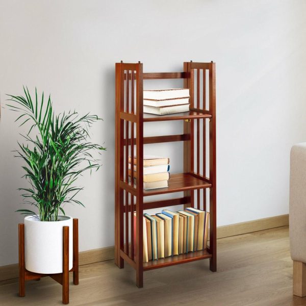 Bookcases |   3-Shelf Folding Bookcase 14″ Wide, Walnut Bookcases Bookcases