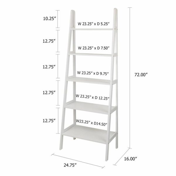 Bookcases |   5-Shelf Ladder Bookcase, White Bookcases Bookcases