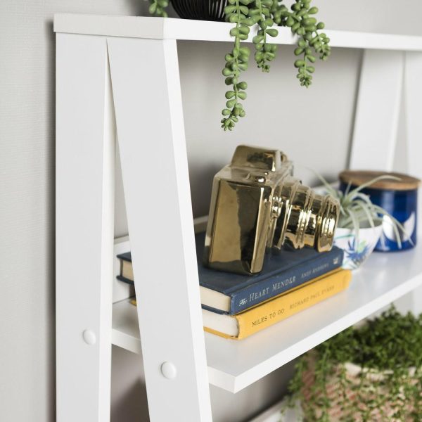 Bookcases |   55″ Wood Ladder Bookshelf, White Bookcases Bookcases