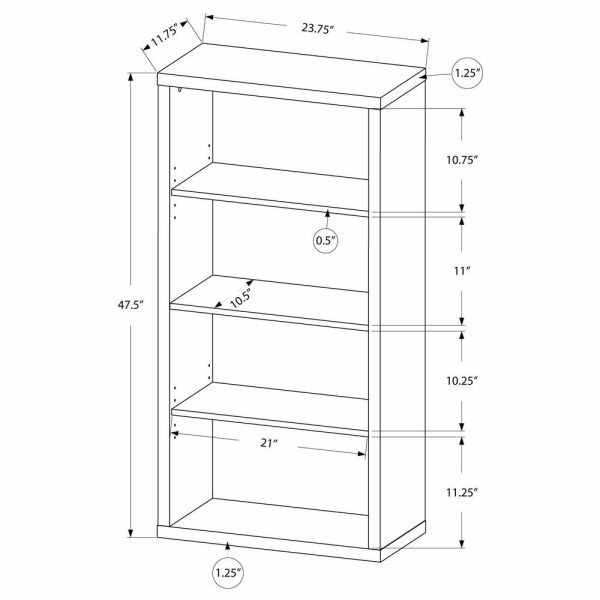 Bookcases |   Bookshelf, Bookcase, Etagere, 5 Tier, 48″H, Office, Bedroom, Laminate, White Bookcases Bookcases