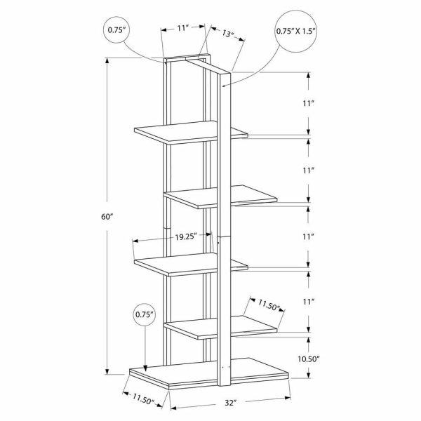 Bookcases |   Bookshelf, Bookcase, Etagere, 5 Tier, 60″H, Office, Bedroom, Metal, White/Silver Bookcases Bookcases