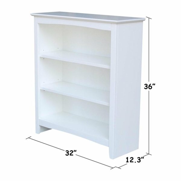 Bookcases |   Bowery Hill Shaker Styled Solid Wood Bookcase – 36″H In White Bookcases Bookcases