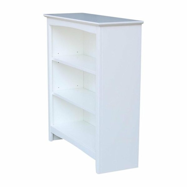 Bookcases |   Bowery Hill Shaker Styled Solid Wood Bookcase – 36″H In White Bookcases Bookcases