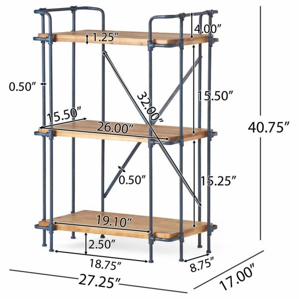 Bookcases |   Brooklyn Industrial 3 Shelf Firwood Bookcase Bookcases Bookcases