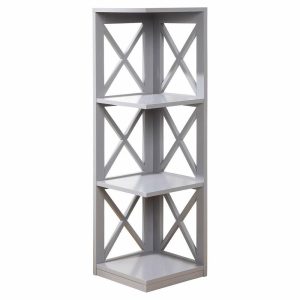 Bookcases |   Convenience Concepts Oxford Three-Tier Corner Bookcase In Gray Wood Finish Bookcases Bookcases