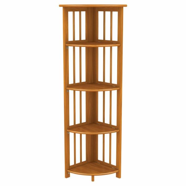 Bookcases |   Corner Folding Bookcase, Easy Assembly Bookshelf. 51″, Honey Oak Bookcases Bookcases