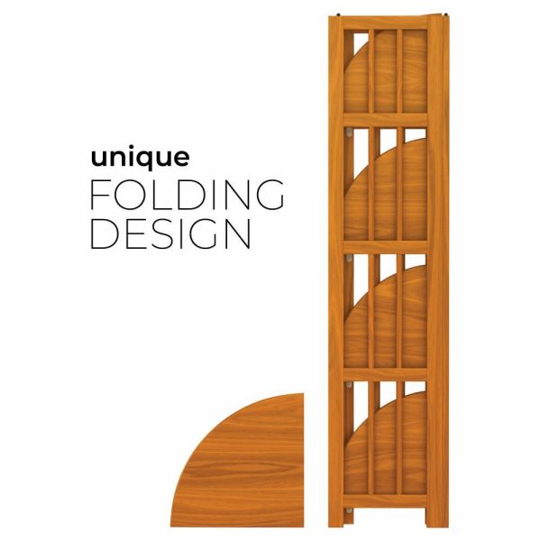 Bookcases |   Corner Folding Bookcase, Easy Assembly Bookshelf. 51″, Honey Oak Bookcases Bookcases