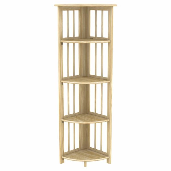 Bookcases |   Corner Folding Bookcase, Easy Assembly Bookshelf. 51″, Natural Bookcases Bookcases