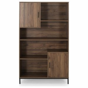 Bookcases |   Joanne Contemporary Faux Wood Cube Unit Bookcase, Walnut/Black Bookcases Bookcases