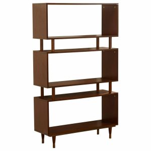 Bookcases |   Margo Bookshelf, Walnut With Gold Finish Bracket Bookcases Bookcases