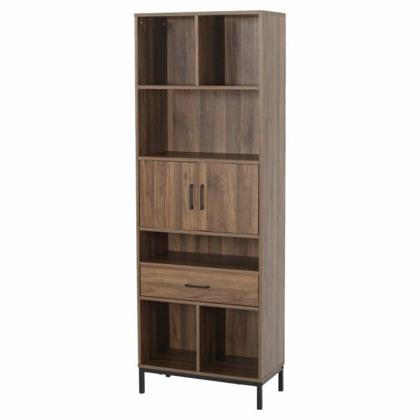 Bookcases |   Maureen Contemporary Faux Wood Cube Unit Bookcase, Walnut/Black Bookcases Bookcases