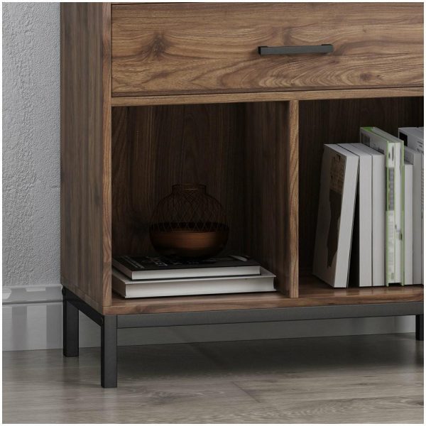 Bookcases |   Maureen Contemporary Faux Wood Cube Unit Bookcase, Walnut/Black Bookcases Bookcases