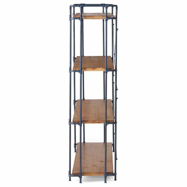 Bookcases |   Mercia Industrial 4 Shelf Firwood Bookcase, Antique Brown Bookcases Bookcases