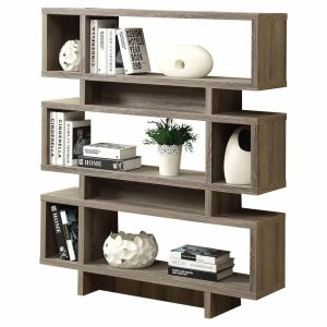 Bookcases |   Monarch Specialties Dark Taupe Reclaimed-Look 55″ Modern Bookcase Bookcases Bookcases