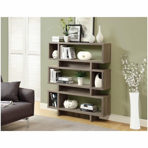 Bookcases |   Monarch Specialties Dark Taupe Reclaimed-Look 55″ Modern Bookcase Bookcases Bookcases