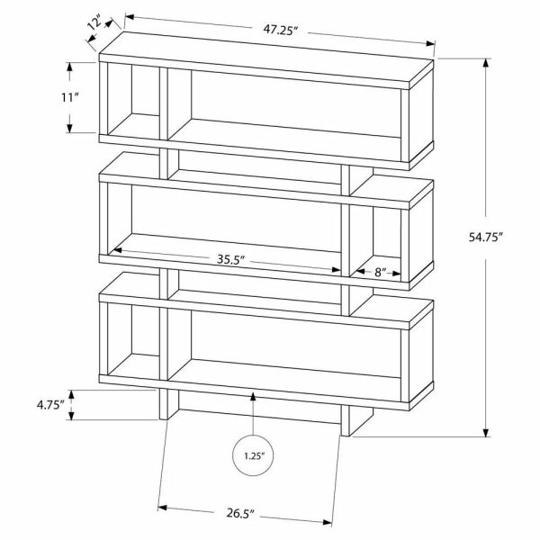 Bookcases |   Monarch Specialties Dark Taupe Reclaimed-Look 55″ Modern Bookcase Bookcases Bookcases