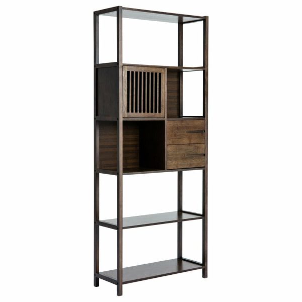 Bookcases |   Selma Bamboo Bookcase, Cappuccino, Left Facing Cabinet Bookcases Bookcases