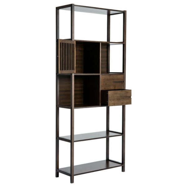 Bookcases |   Selma Bamboo Bookcase, Cappuccino, Left Facing Cabinet Bookcases Bookcases