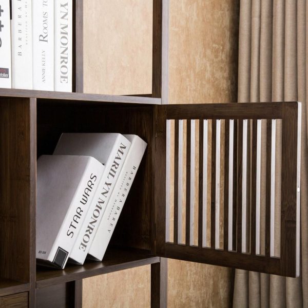 Bookcases |   Selma Bamboo Bookcase, Cappuccino, Left Facing Cabinet Bookcases Bookcases