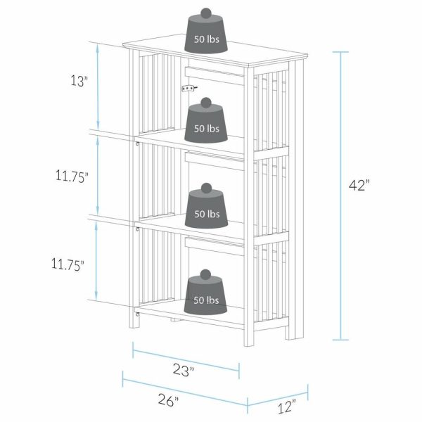 Bookcases |   Soho Manhattan 4-Shelf Folding Bookcase 26″ Wide, Natural Bookcases Bookcases