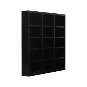 Bookcases |   Traditional 72″ Tall 15-Shelf Triple Wide Wood Bookcase In Espresso Bookcases Bookcases