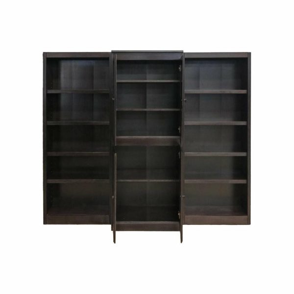 Bookcases |   Traditional 72″ Tall 15-Shelf Wood Bookcase Wall With Doors In Espresso Bookcases Bookcases