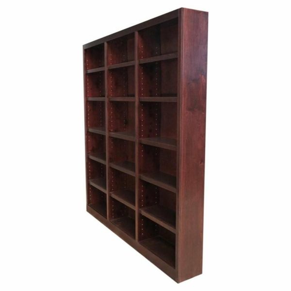 Bookcases |   Traditional 84″ Tall 18-Shelf Triple Wide Wood Bookcase In Cherry Bookcases Bookcases