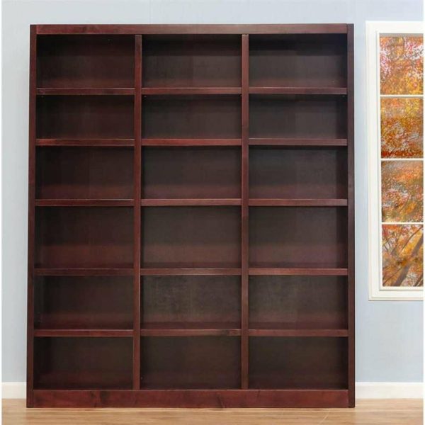 Bookcases |   Traditional 84″ Tall 18-Shelf Triple Wide Wood Bookcase In Cherry Bookcases Bookcases