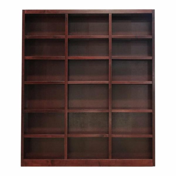 Bookcases |   Traditional 84″ Tall 18-Shelf Triple Wide Wood Bookcase In Cherry Bookcases Bookcases