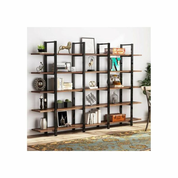 Bookcases |   Tribesigns 5-Tier Wood Farmhouse Bookcase, Brown Bookcases Bookcases