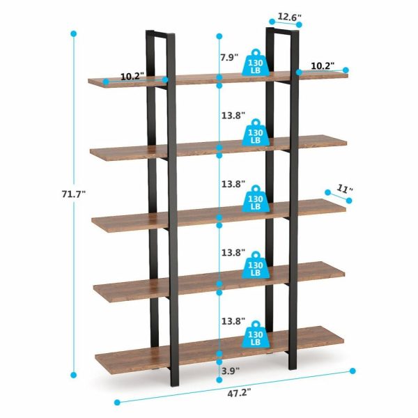 Bookcases |   Tribesigns 5-Tier Wood Farmhouse Bookcase, Brown Bookcases Bookcases