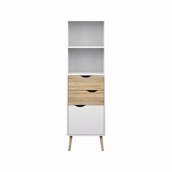 Bookcases |   Tvilum Diana Wood Bookcase With 2 Drawers And 1 Door In White And Oak Bookcases Bookcases