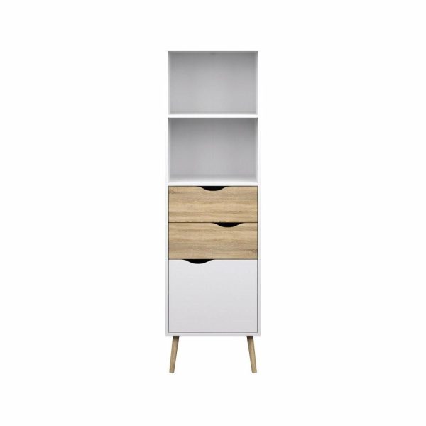 Bookcases |   Tvilum Diana Wood Bookcase With 2 Drawers And 1 Door In White And Oak Bookcases Bookcases