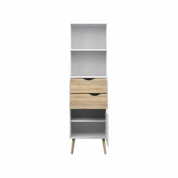 Bookcases |   Tvilum Diana Wood Bookcase With 2 Drawers And 1 Door In White And Oak Bookcases Bookcases