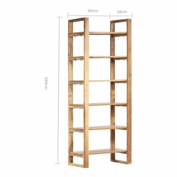 Bookcases |   Vidaxl Bookshelf 6-Tier Bookcase Shelving Unit For Entryway Solid Wood Sheesham Bookcases Bookcases