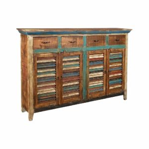 Buffets & Sideboards |   La Boca Rustic Distressed Solid Wood 4-Drawer 4-Door Sideboard Buffets & Sideboards Buffets & Sideboards