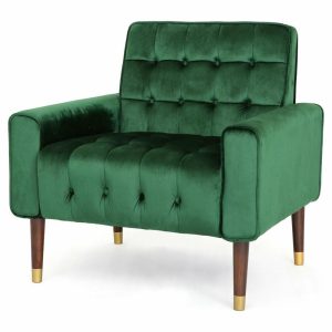 Chairs |   Gdf Studio Betsy Modern Button-Tufted Waffle Stitching Velvet Armchair, Emerald Chairs Chairs