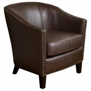 Chairs |   Gdf Studio Carlton Tub Design Club Chair With Nailheads Accents, Brown Leather Chairs Chairs