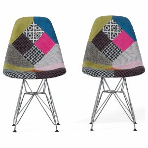 Chairs |   Gdf Studio Cassius Multi-Color Patchwork Fabric Chairs, Set Of 2 Chairs Chairs