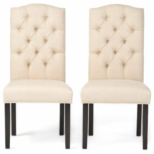 Chairs |   Gdf Studio Clark Indoor Tufted Fabric Dining Chairs, Set Of 2, Off White Chairs Chairs