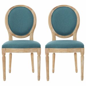 Chairs |   Gdf Studio Phinnaeus French Country Fabric Dining Chairs (Set Of 2), Dark Teal Chairs Chairs