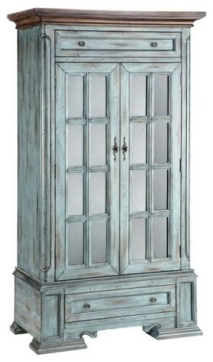 China Cabinets & Hutches |   2-Door 2-Drawer Cabinet 3 Inner Shelves – Rustic Blue Two Door Two Cabinet In China Cabinets & Hutches China Cabinets & Hutches