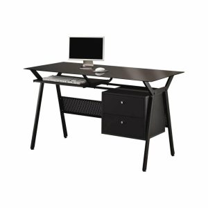 Desks |   Coaster Weaving 2-Drawer Metal Computer Desk Black And Chrome Desks Desks