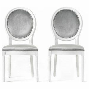 Dining Chairs |   Gdf Studio Phinnaeus Contemporary Velvet Dining Chairs (Set Of 2), Horizon Gray/ Dining Chairs Dining Chairs